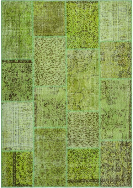 Iskece Yeşil Eskitme Etnik Modern Desenli Yün Hav Toz Vermez Leke Tutmayan Salon Yolluk Mutfak El Dokuma Halı