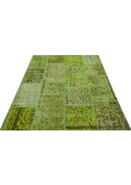 Iskece Yeşil Eskitme Etnik Modern Desenli Yün Hav Toz Vermez Leke Tutmayan Salon Yolluk Mutfak El Dokuma Halı modelleri