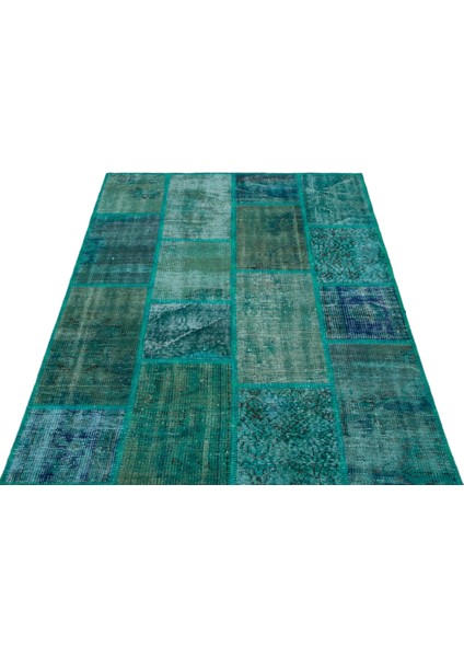 Iskece Turkuaz Eskitme Etnik Modern Desenli Yün Hav Toz Vermez Leke Tutmayan Salon Yolluk Mutfak El Dokuma Halı modelleri