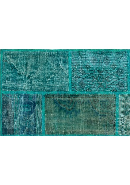 Iskece Turkuaz Eskitme Etnik Modern Desenli Yün Hav Toz Vermez Leke Tutmayan Salon Yolluk Mutfak El Dokuma Halı indirimleri