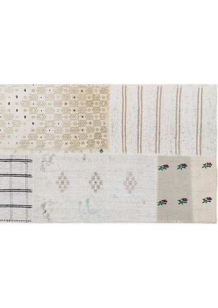 Teselya Bej Çizgili Etnik Modern Desenli Yün Hav Toz Vermez Leke Tutmayan Salon Yolluk Mutfak El Dokuma Halı indirimleri