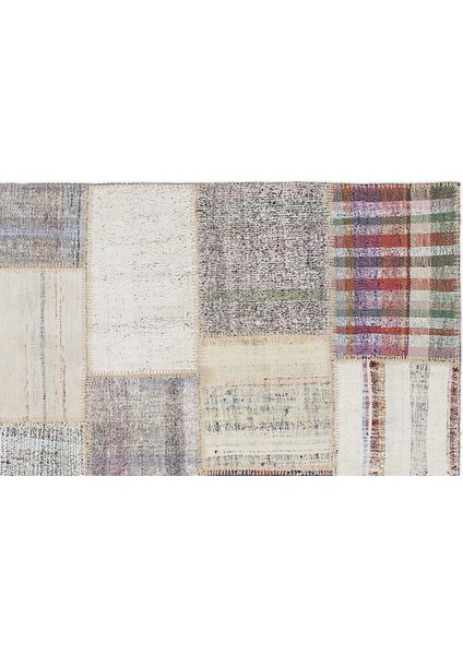 Bej Patchwork Etnik Modern Desenli Yün Hav Toz Vermez Leke Tutmayan Salon Yolluk Mutfak El Dokuma Halı modelleri