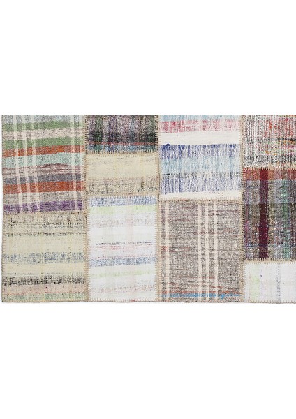 Bej Patchwork Etnik Modern Desenli Yün Hav Toz Vermez Leke Tutmayan Salon Yolluk Mutfak El Dokuma Halı fırsatları