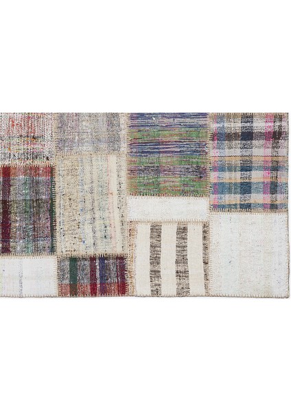 Bej Patchwork Etnik Modern Desenli Yün Hav Toz Vermez Leke Tutmayan Salon Yolluk Mutfak El Dokuma Halı indirimleri