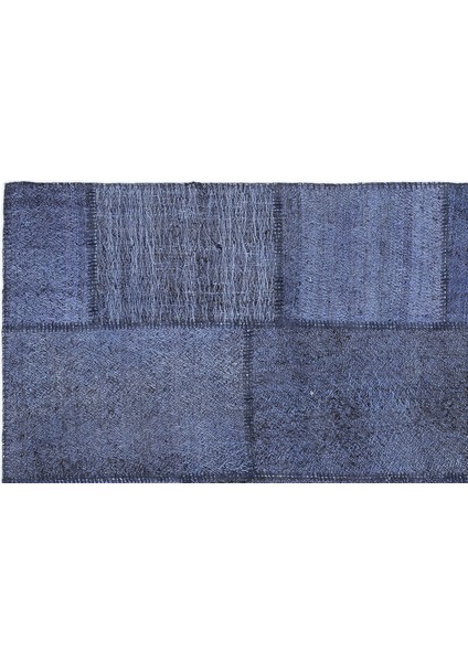 Teselya Mavi Patchwork Etnik Modern Desenli Yün Hav Toz Vermez Leke Tutmayan Salon Yolluk Mutfak El Dokuma Halı fiyatları