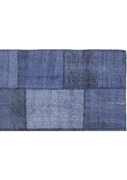 Teselya Mavi Patchwork Etnik Modern Desenli Yün Hav Toz Vermez Leke Tutmayan Salon Yolluk Mutfak El Dokuma Halı modelleri
