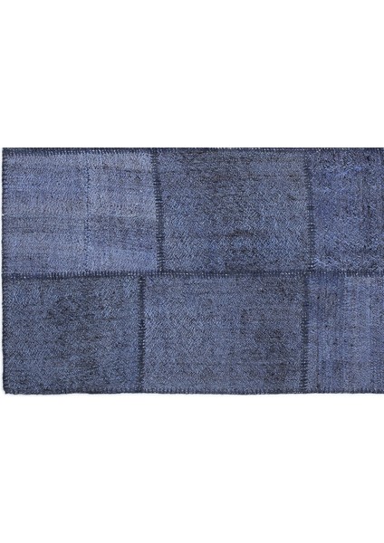 Teselya Mavi Patchwork Etnik Modern Desenli Yün Hav Toz Vermez Leke Tutmayan Salon Yolluk Mutfak El Dokuma Halı fırsatları