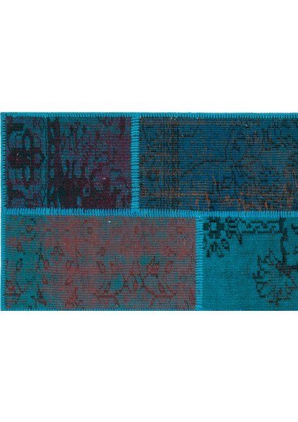 Iskece Turkuaz Eskitme Etnik Modern Desenli Yün Hav Toz Vermez Leke Tutmayan Salon Yolluk Mutfak El Dokuma Halı indirimleri