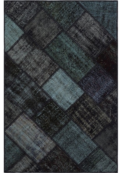 Iskece Siyah Eskitme Etnik Modern Desenli Yün Hav Toz Vermez Leke Tutmayan Salon Yolluk Mutfak El Dokuma Halı