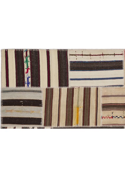 Teselya Kahverengi Çizgili Etnik Modern Desenli Yün Hav Toz Vermez Leke Tutmayan Salon Yolluk Mutfak El Dokuma Halı fiyatları