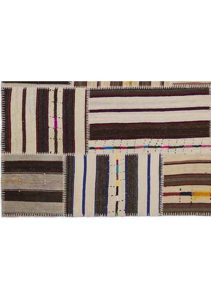 Teselya Kahverengi Çizgili Etnik Modern Desenli Yün Hav Toz Vermez Leke Tutmayan Salon Yolluk Mutfak El Dokuma Halı fırsatları