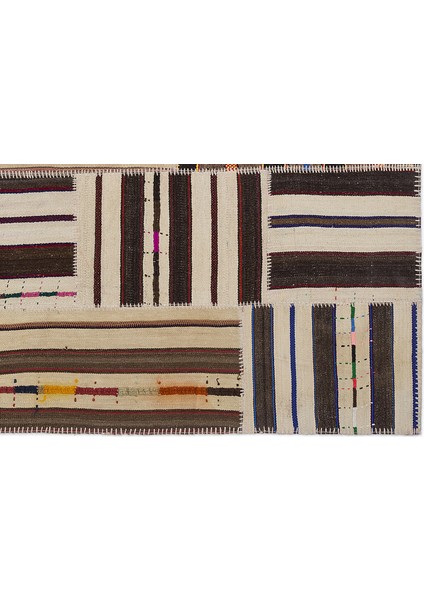 Teselya Kahverengi Çizgili Etnik Modern Desenli Yün Hav Toz Vermez Leke Tutmayan Salon Yolluk Mutfak El Dokuma Halı indirimleri