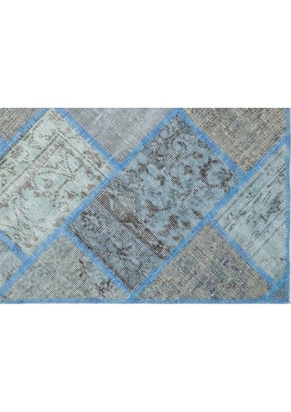 Iskece Mavi Eskitme Etnik Modern Desenli Yün Hav Toz Vermez Leke Tutmayan Salon Yolluk Mutfak El Dokuma Halı fırsatları