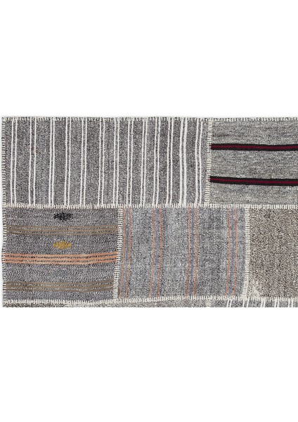 Teselya Gri Çizgili Etnik Modern Desenli Yün Hav Toz Vermez Leke Tutmayan Salon Yolluk Mutfak El Dokuma Halı fiyatları