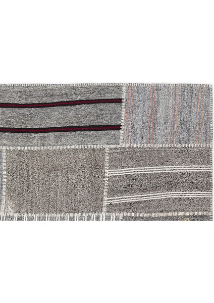 Teselya Gri Çizgili Etnik Modern Desenli Yün Hav Toz Vermez Leke Tutmayan Salon Yolluk Mutfak El Dokuma Halı modelleri