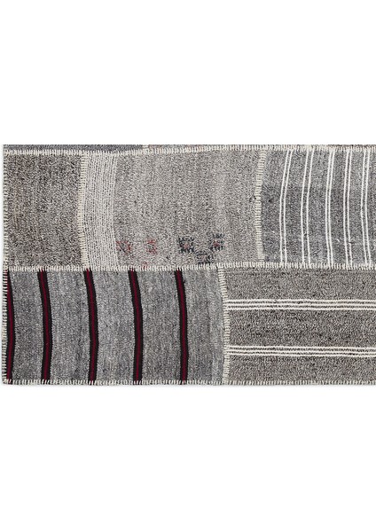 Teselya Gri Çizgili Etnik Modern Desenli Yün Hav Toz Vermez Leke Tutmayan Salon Yolluk Mutfak El Dokuma Halı fırsatları