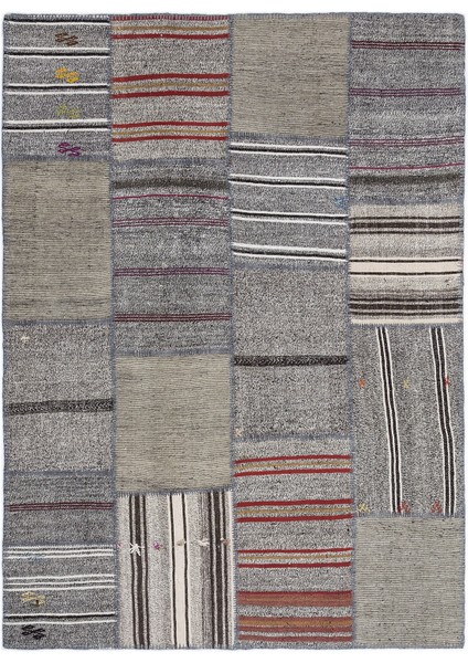 Teselya Bej Çizgili Etnik Modern Desenli Yün Hav Toz Vermez Leke Tutmayan Salon Yolluk Mutfak El Dokuma Halı