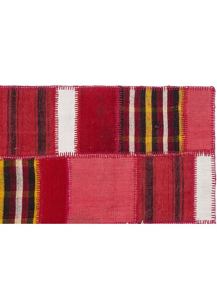 Teselya Pembe Patchwork Etnik Modern Desenli Yün Hav Toz Vermez Leke Tutmayan Salon Yolluk Mutfak El Dokuma Halı modelleri