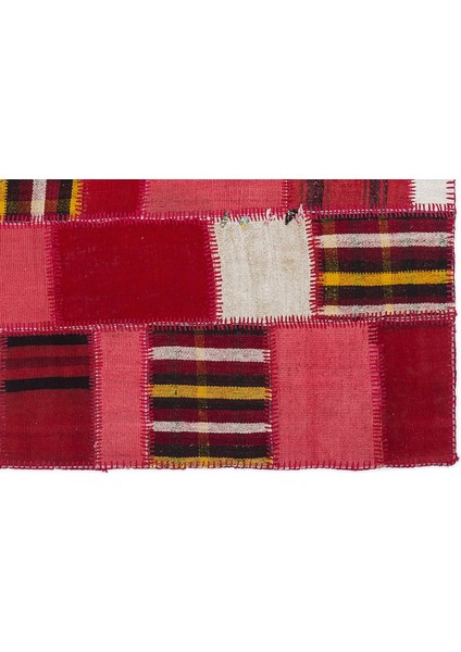 Teselya Pembe Patchwork Etnik Modern Desenli Yün Hav Toz Vermez Leke Tutmayan Salon Yolluk Mutfak El Dokuma Halı indirimleri