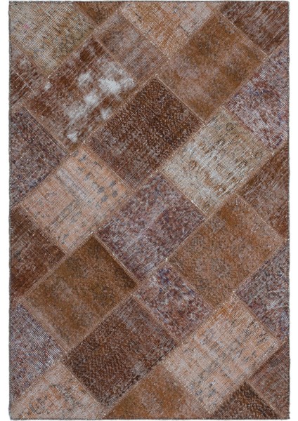 Iskece Kahverengi Eskitme Etnik Modern Desenli Yün Hav Toz Vermez Leke Tutmayan Salon Yolluk Mutfak El Dokuma Halı