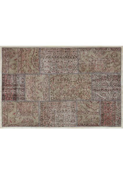 Kahverengi Patchwork Etnik Modern Desenli Yün Hav Toz Vermez Leke Tutmayan Salon Yolluk Mutfak El Dokuma Halı