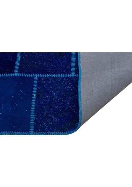 Lacivert Patchwork Etnik Modern Desenli Yün Hav Toz Vermez Leke Tutmayan Salon Yolluk Mutfak El Dokuma Halı fiyatları