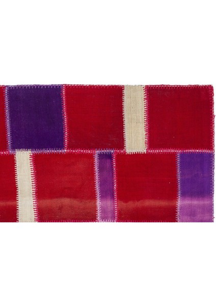 Teselya Pembe Patchwork Etnik Modern Desenli Yün Hav Toz Vermez Leke Tutmayan Salon Yolluk Mutfak El Dokuma Halı modelleri