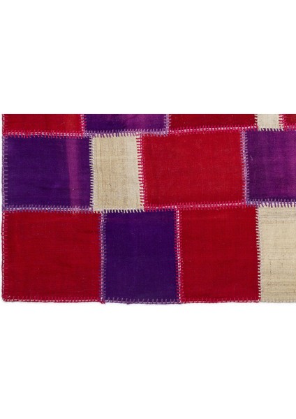 Teselya Pembe Patchwork Etnik Modern Desenli Yün Hav Toz Vermez Leke Tutmayan Salon Yolluk Mutfak El Dokuma Halı fırsatları