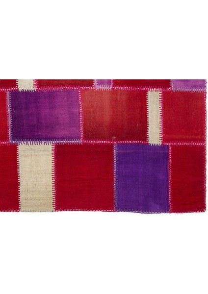 Teselya Pembe Patchwork Etnik Modern Desenli Yün Hav Toz Vermez Leke Tutmayan Salon Yolluk Mutfak El Dokuma Halı indirimleri