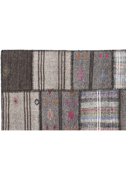 Kahverengi Patchwork Etnik Modern Desenli Yün Hav Toz Vermez Leke Tutmayan Salon Yolluk Mutfak El Dokuma Halı fiyatları