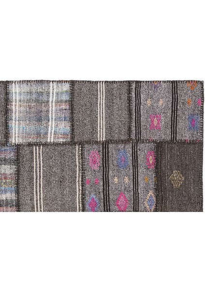 Kahverengi Patchwork Etnik Modern Desenli Yün Hav Toz Vermez Leke Tutmayan Salon Yolluk Mutfak El Dokuma Halı modelleri