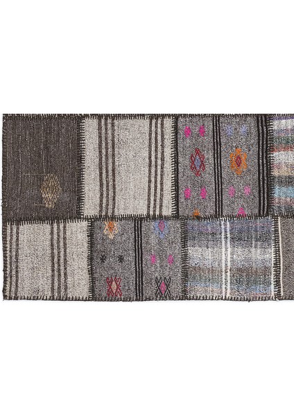 Kahverengi Patchwork Etnik Modern Desenli Yün Hav Toz Vermez Leke Tutmayan Salon Yolluk Mutfak El Dokuma Halı fırsatları