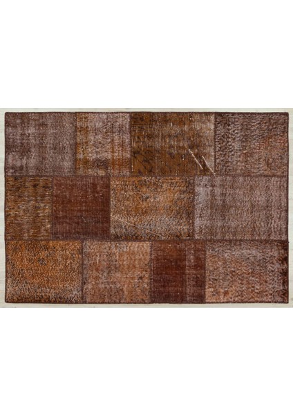Kahverengi Patchwork Etnik Modern Desenli Yün Hav Toz Vermez Leke Tutmayan Salon Yolluk Mutfak El Dokuma Halı modelleri