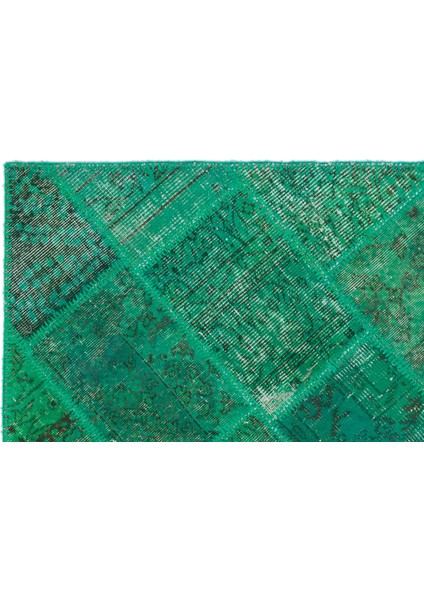 Iskece Yeşil Eskitme Etnik Modern Desenli Yün Hav Toz Vermez Leke Tutmayan Salon Yolluk Mutfak El Dokuma Halı fırsatları