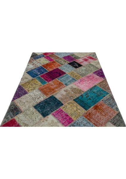 Iskece Bej Patchwork Etnik Modern Desenli Yün Hav Toz Vermez Leke Tutmayan Salon Yolluk Mutfak El Dokuma Halı modelleri