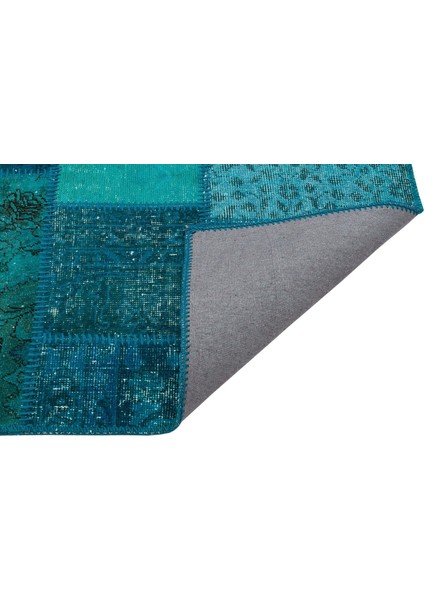 Mavi Patchwork Etnik Modern Desenli Yün Hav Toz Vermez Leke Tutmayan Salon Yolluk Mutfak El Dokuma Halı fiyatları