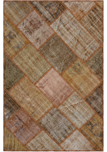 Iskece Kahverengi Eskitme Etnik Modern Desenli Yün Hav Toz Vermez Leke Tutmayan Salon Yolluk Mutfak El Dokuma Halı