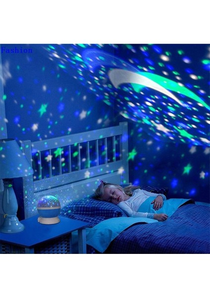 Dönen Projeksiyon Gece Lambası Star Master Ay Yıldız LED - Pembe