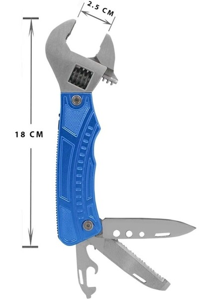 12 Fonksiyonlu Paslanmaz Çelik Kurbağacık Ingiliz Anahtarı - Mavi modelleri