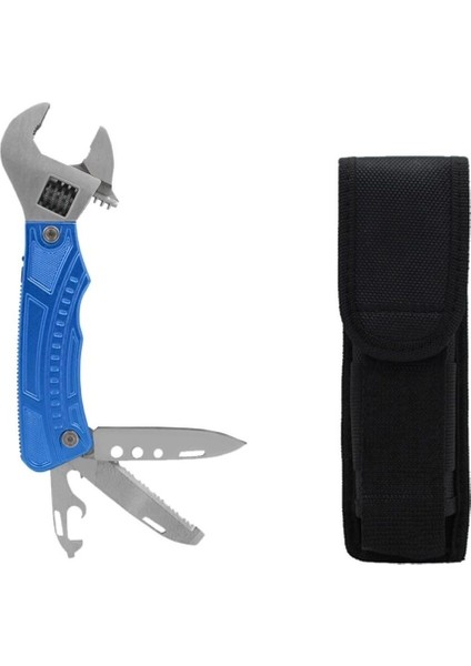 12 Fonksiyonlu Paslanmaz Çelik Kurbağacık Ingiliz Anahtarı - Mavi