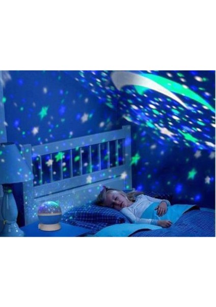 Star Master Renkli Yıldızlı Dönen Gökyüzü Projeksiyon Gece Lambası Mavi modelleri