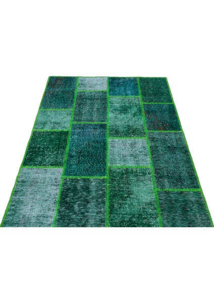 Iskece Yeşil Eskitme Etnik Modern Desenli Yün Hav Toz Vermez Leke Tutmayan Salon Yolluk Mutfak El Dokuma Halı fiyatları