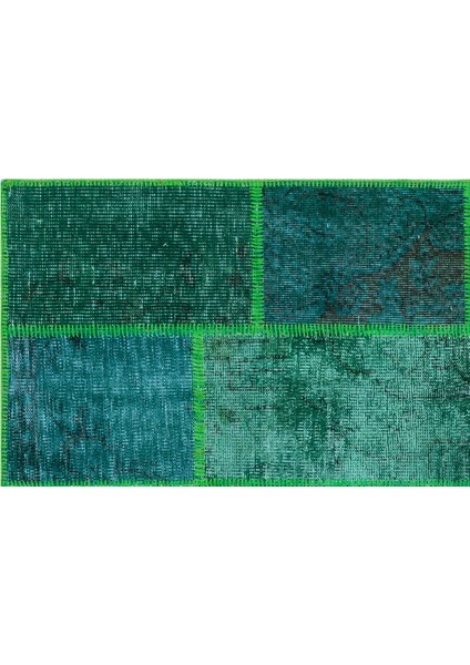 Iskece Yeşil Eskitme Etnik Modern Desenli Yün Hav Toz Vermez Leke Tutmayan Salon Yolluk Mutfak El Dokuma Halı fırsatları