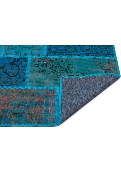 Iskece Turkuaz Eskitme Etnik Modern Desenli Yün Hav Toz Vermez Leke Tutmayan Salon Yolluk Mutfak El Dokuma Halı fiyatları