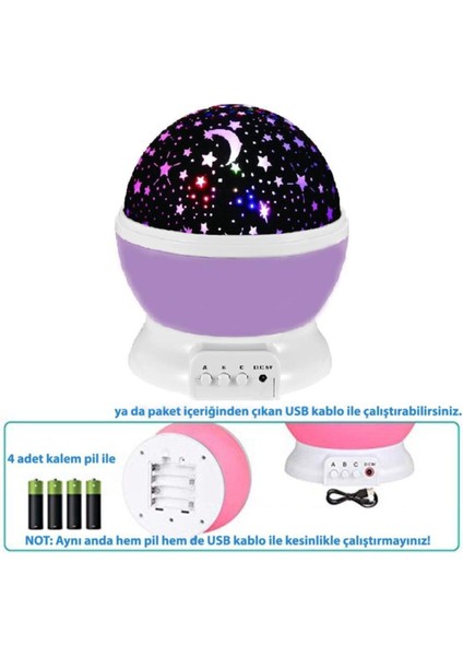 Dönen Renkli Star Master Yıldızlı Gökyüzü Projeksiyon Gece Lambası Masa Lambası modelleri