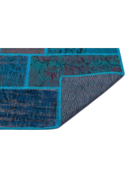 Iskece Turkuaz Eskitme Etnik Modern Desenli Yün Hav Toz Vermez Leke Tutmayan Salon Yolluk Mutfak El Dokuma Halı fiyatları