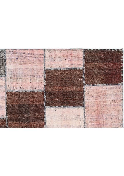 Pembe Patchwork Etnik Modern Desenli Yün Hav Toz Vermez Leke Tutmayan Salon Yolluk Mutfak El Dokuma Halı modelleri