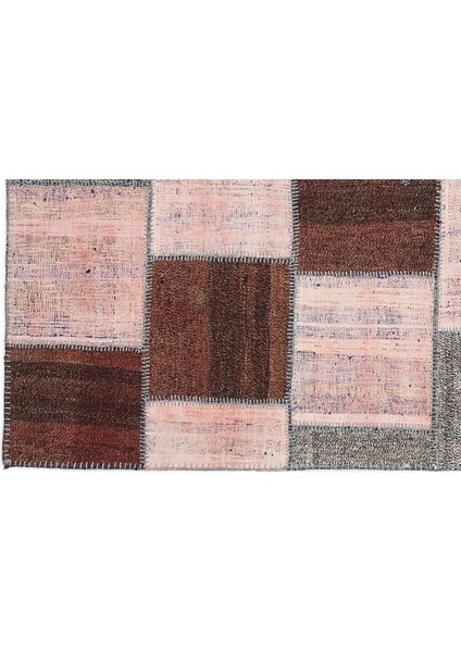Pembe Patchwork Etnik Modern Desenli Yün Hav Toz Vermez Leke Tutmayan Salon Yolluk Mutfak El Dokuma Halı fırsatları
