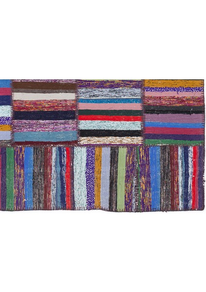 Mor Patchwork Etnik Modern Desenli Yün Hav Toz Vermez Leke Tutmayan Salon Yolluk Mutfak El Dokuma Halı indirimleri