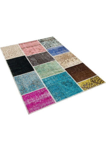 Bej Patchwork Etnik Modern Desenli Yün Hav Toz Vermez Leke Tutmayan Salon Yolluk Mutfak El Dokuma Halı modelleri